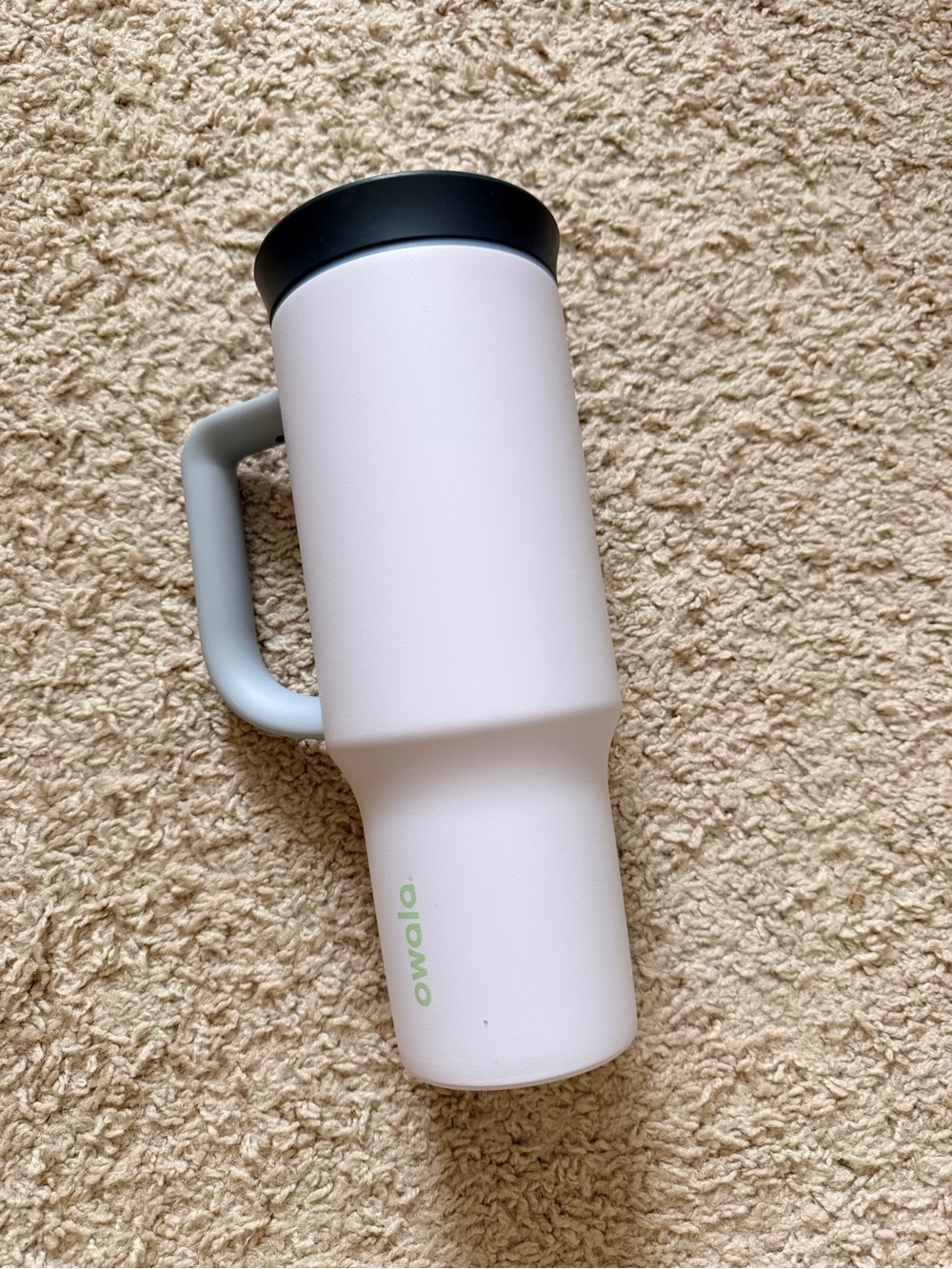 Owalo Insulated Travel Mug - Light Pink with Gray Handle
